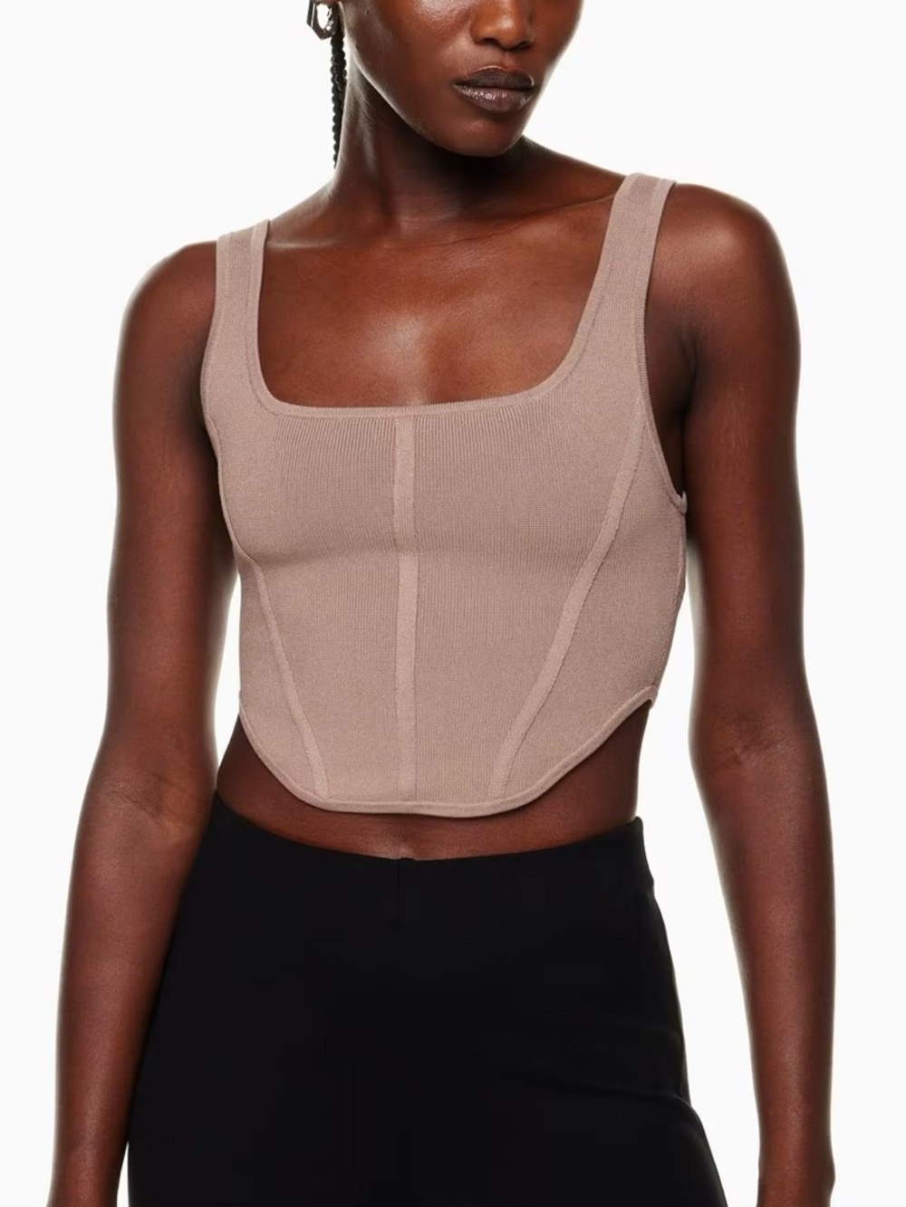 Aritzia sculpt knit bustier tank warm taupe